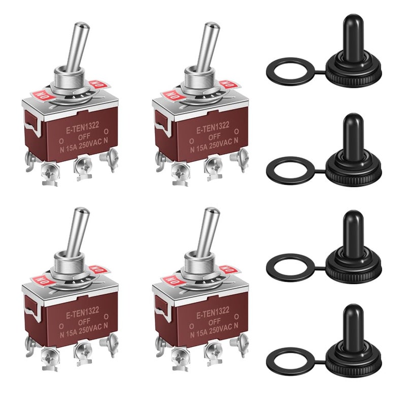 cnaodun مفتاح تبديل مقاوم للماء ON-Off-ON 30A 12VDC/15A 250VAC 6 دبابيس 3 وضعيات مفتاح بحري DPDT مع غطاء واقي مقاوم للعوامل الجوية للسيارة أو القارب (عبوة من 4)... - Image 1